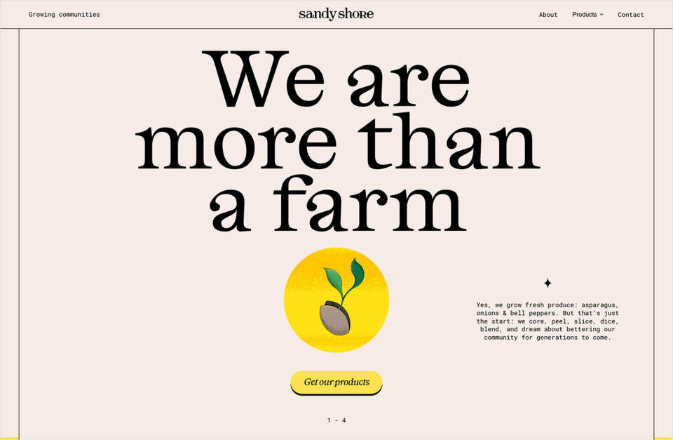 Sandy Shore Farms | Something bigger brings us togetherウェブサイトの画面キャプチャ画像
