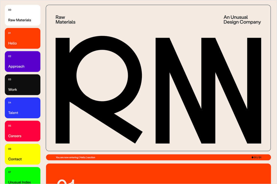 Raw Materials | An Unusual Design Companyウェブサイトの画面キャプチャ画像