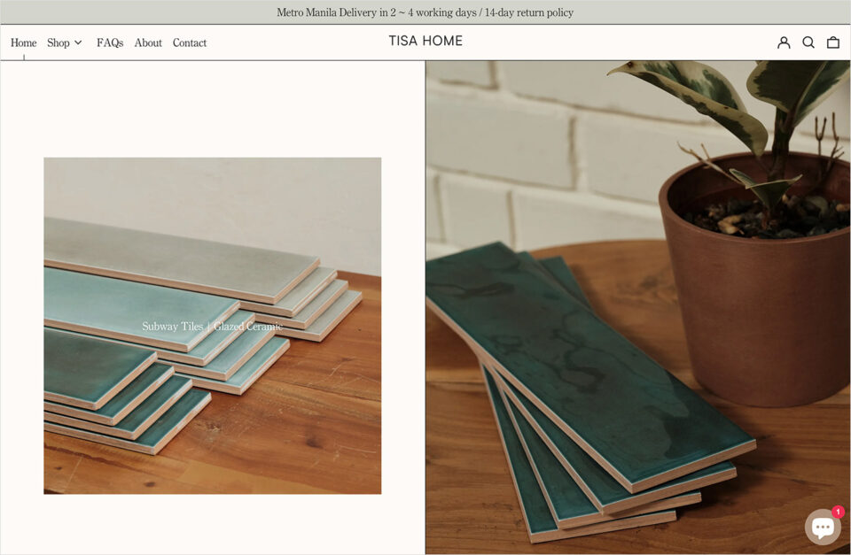 Online Tile Store – Tisa Homeウェブサイトの画面キャプチャ画像