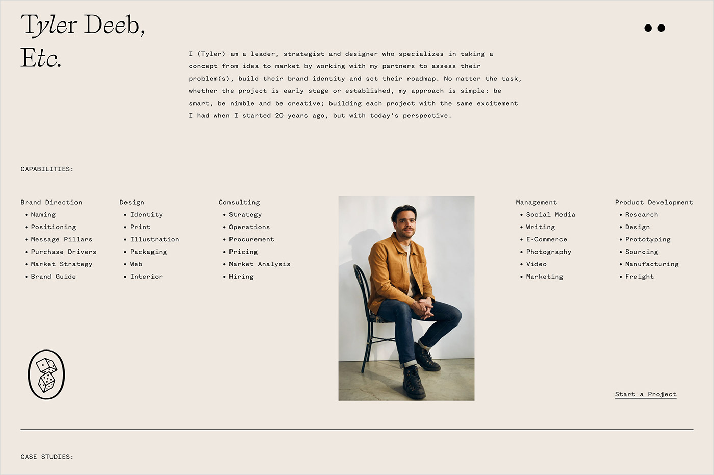 Tyler Deeb, Etc. | The Portfolio Work of Tyler Deeウェブサイトの画面キャプチャ画像