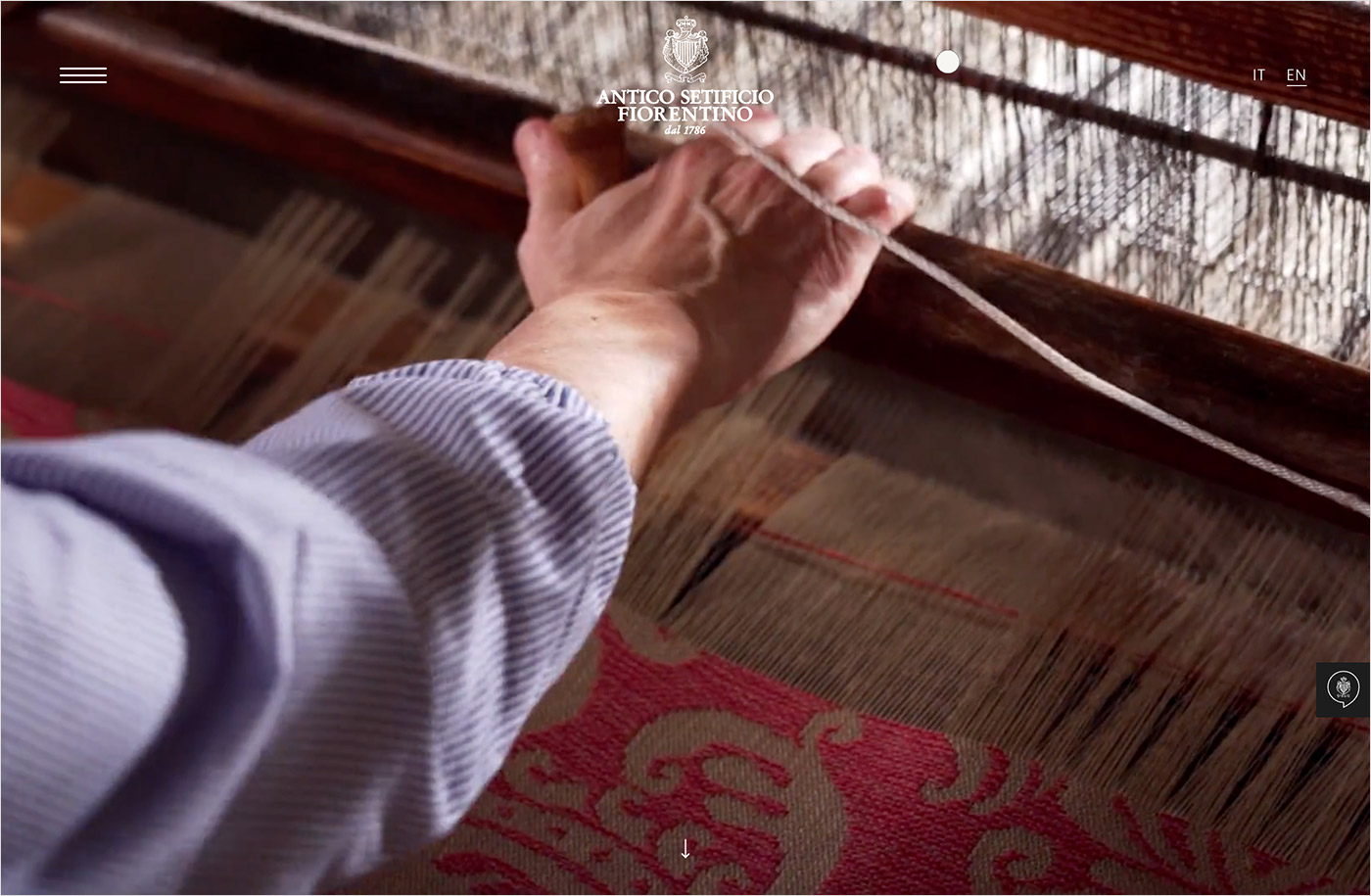 Antico Setificio Fiorentino – Made in Italy handmade silk fabricsウェブサイトの画面キャプチャ画像