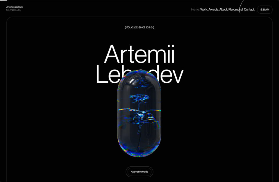 Artemii Lebedev — Founder & Art Director Lemma.Studioウェブサイトの画面キャプチャ画像