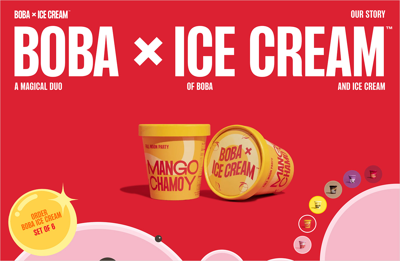 Boba Ice Creamウェブサイトの画面キャプチャ画像