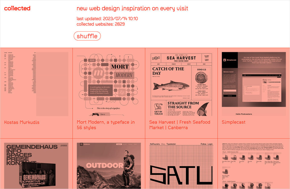 collected ✦ new web design inspiration on every visitウェブサイトの画面キャプチャ画像