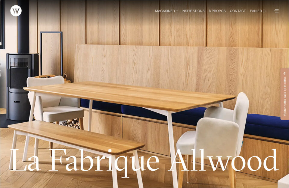 Fabricant de meubles en bois et acier au Québec | La Fabrique Allwoodウェブサイトの画面キャプチャ画像
