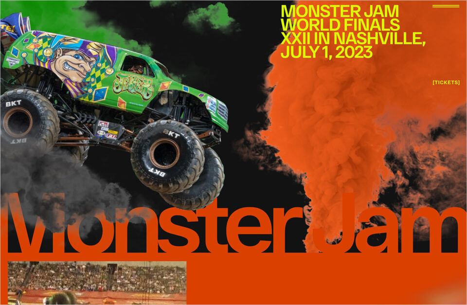 Monster Jamウェブサイトの画面キャプチャ画像