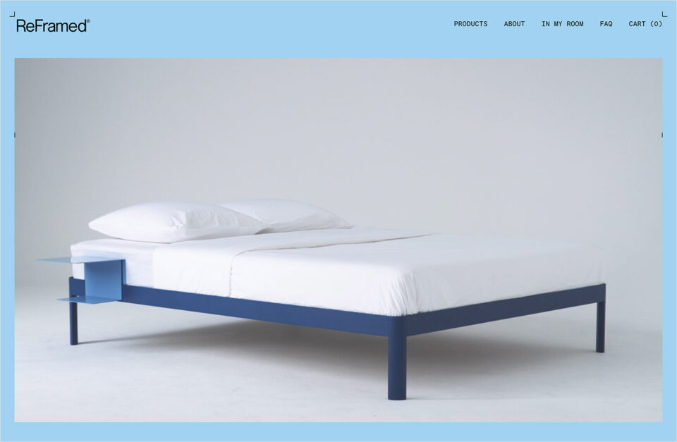 Designer furniture for your bedroom – ReFramedウェブサイトの画面キャプチャ画像