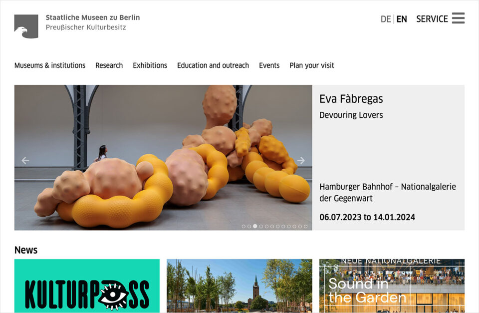Staatliche Museen zu Berlinウェブサイトの画面キャプチャ画像