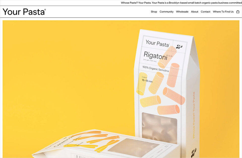 Your Pasta Shopウェブサイトの画面キャプチャ画像