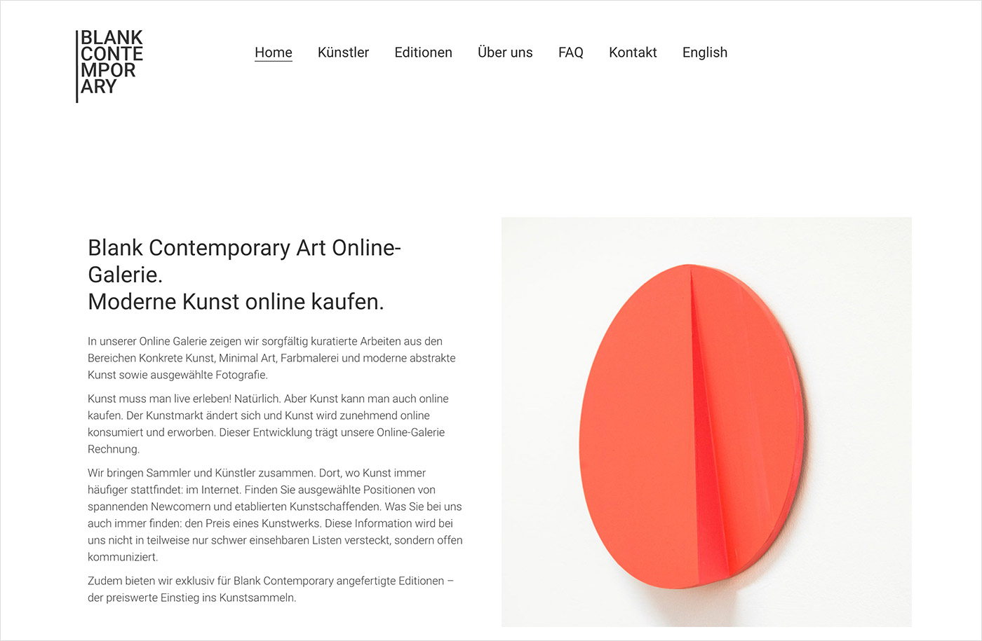 Blank Contemporary Online Gallery – Buy modern art onlineウェブサイトの画面キャプチャ画像