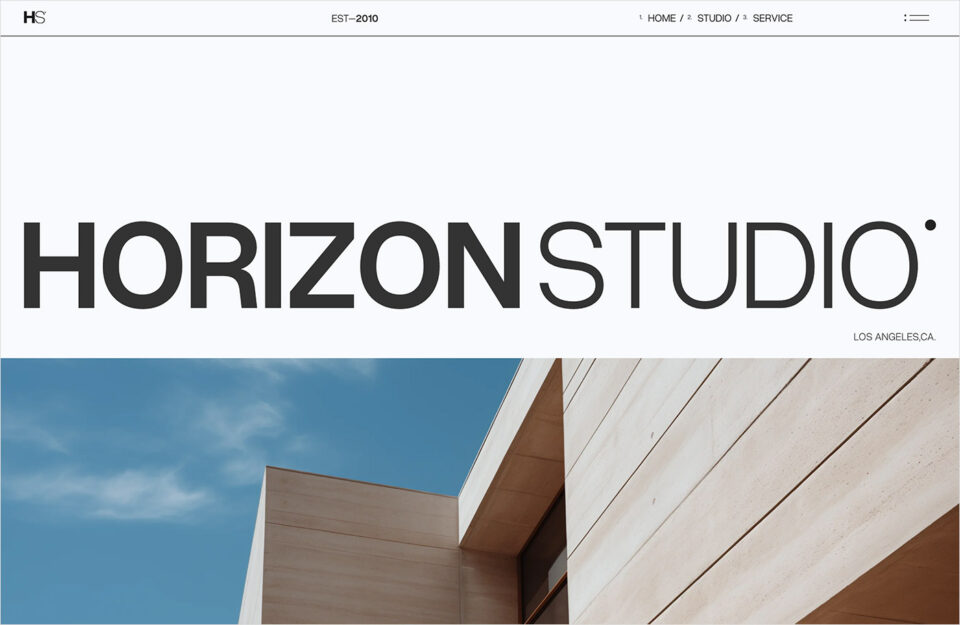 Horizon Studio – Los Angeles | RCS ISSUE–003 | Webflow Architecture Studio Free Templateウェブサイトの画面キャプチャ画像