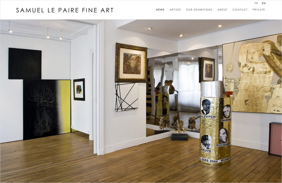 Samuel Le Paire Fine Artウェブサイトの画面キャプチャ画像