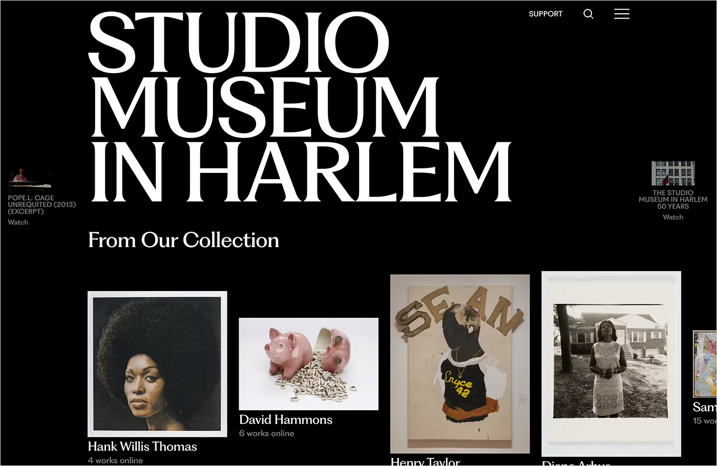 Studio Museum in Harlemウェブサイトの画面キャプチャ画像