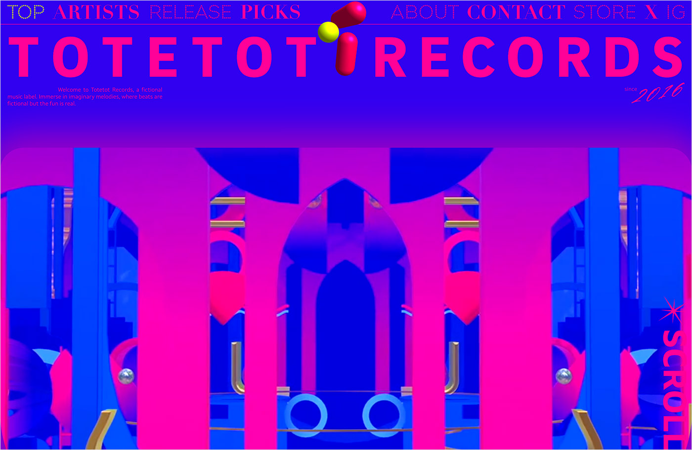 TOTETOT RECORDS – A fictional music labelウェブサイトの画面キャプチャ画像