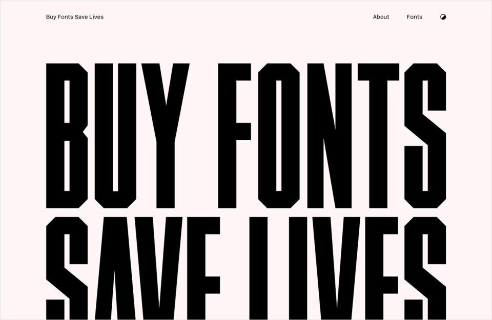 Buy Fonts Save Livesウェブサイトの画面キャプチャ画像