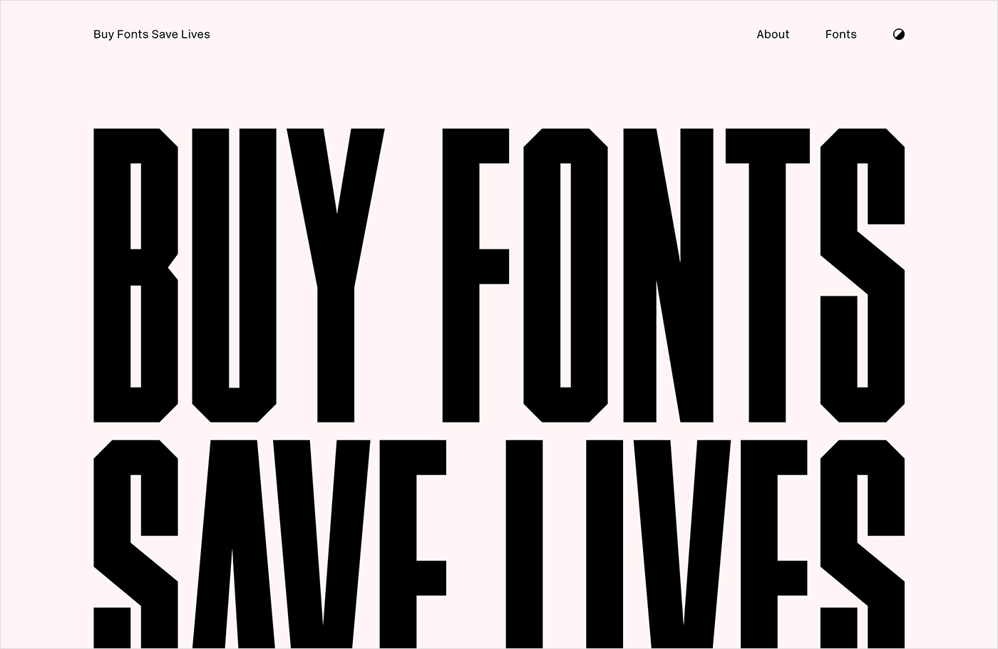 Buy Fonts Save Livesウェブサイトの画面キャプチャ画像