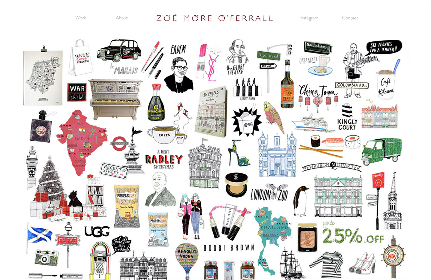 Illustration and Prints | Zoe More O’Ferrallウェブサイトの画面キャプチャ画像
