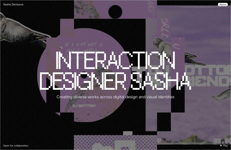 Interaction designer Sashaウェブサイトの画面キャプチャ画像