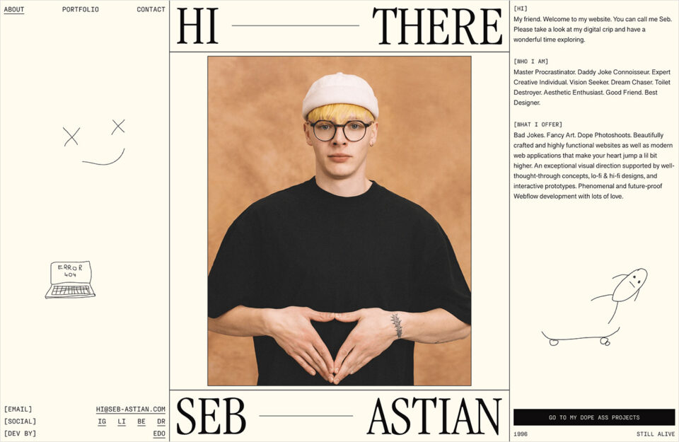 seb-astianウェブサイトの画面キャプチャ画像