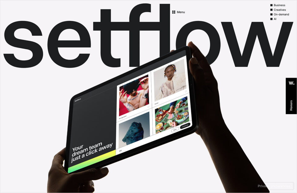 Setflowウェブサイトの画面キャプチャ画像