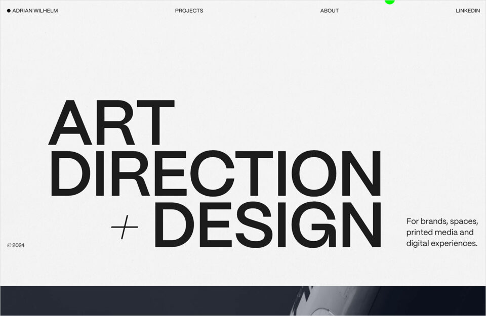ADRIAN WILHELM – ART DIRECTION & DESIGNウェブサイトの画面キャプチャ画像