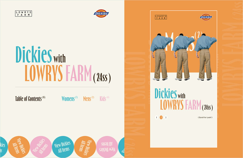 Dickies with LOWRYS FARM（24ss） | LOWRYS FARMウェブサイトの画面キャプチャ画像