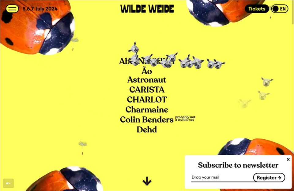 Wilde Weide Festivalウェブサイトの画面キャプチャ画像