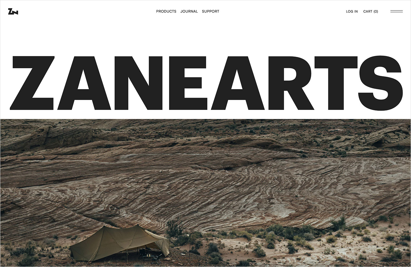 ZANE ARTSウェブサイトの画面キャプチャ画像