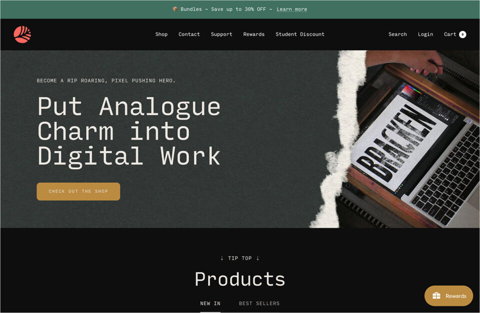 Bracken – Design Tools & Assetsウェブサイトの画面キャプチャ画像