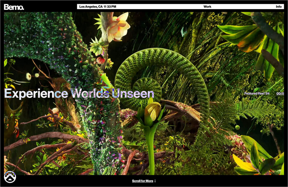 Bemo — Experience Worlds Unseenウェブサイトの画面キャプチャ画像