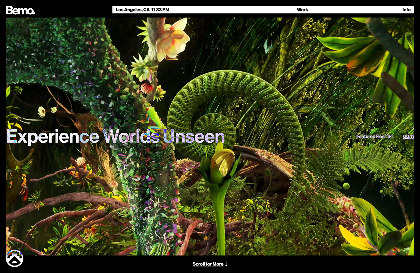 Bemo — Experience Worlds Unseenウェブサイトの画面キャプチャ画像