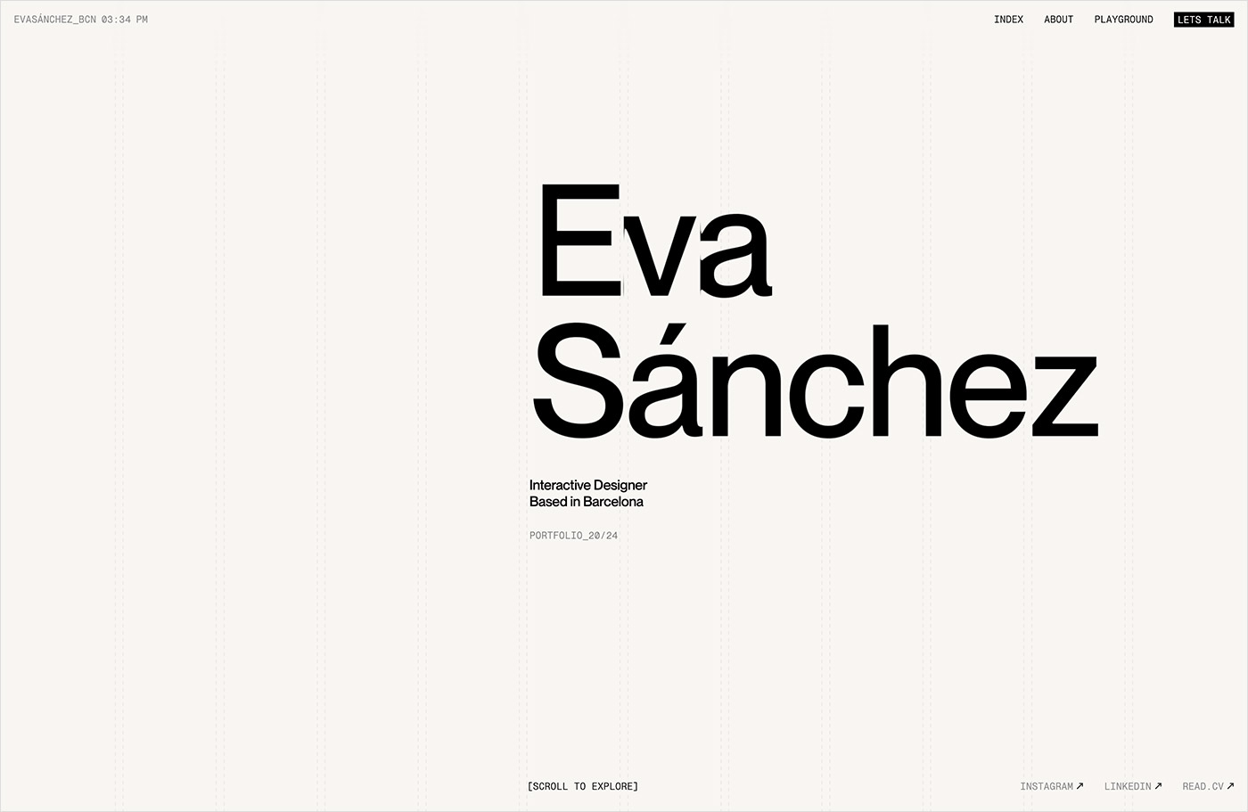 Eva Sánchez – Interactive Designerウェブサイトの画面キャプチャ画像