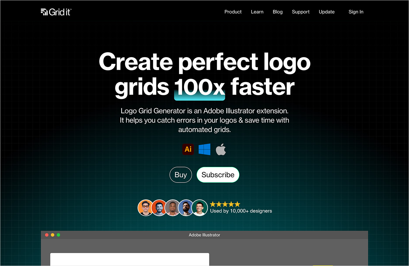 Grid it™ – Logo Grid Generator™ウェブサイトの画面キャプチャ画像