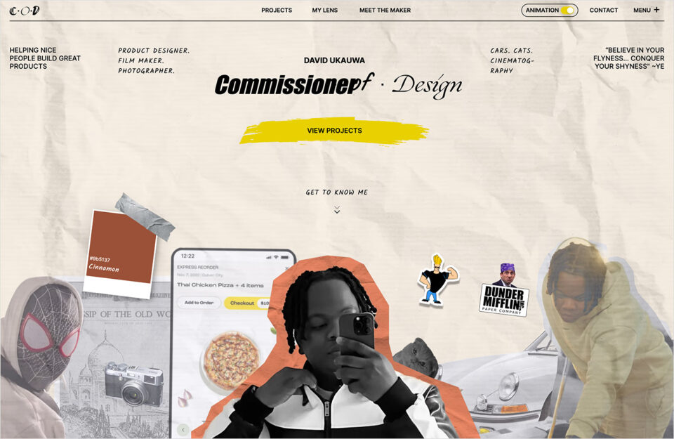 David Ukauwa. Commisioner of Design.ウェブサイトの画面キャプチャ画像