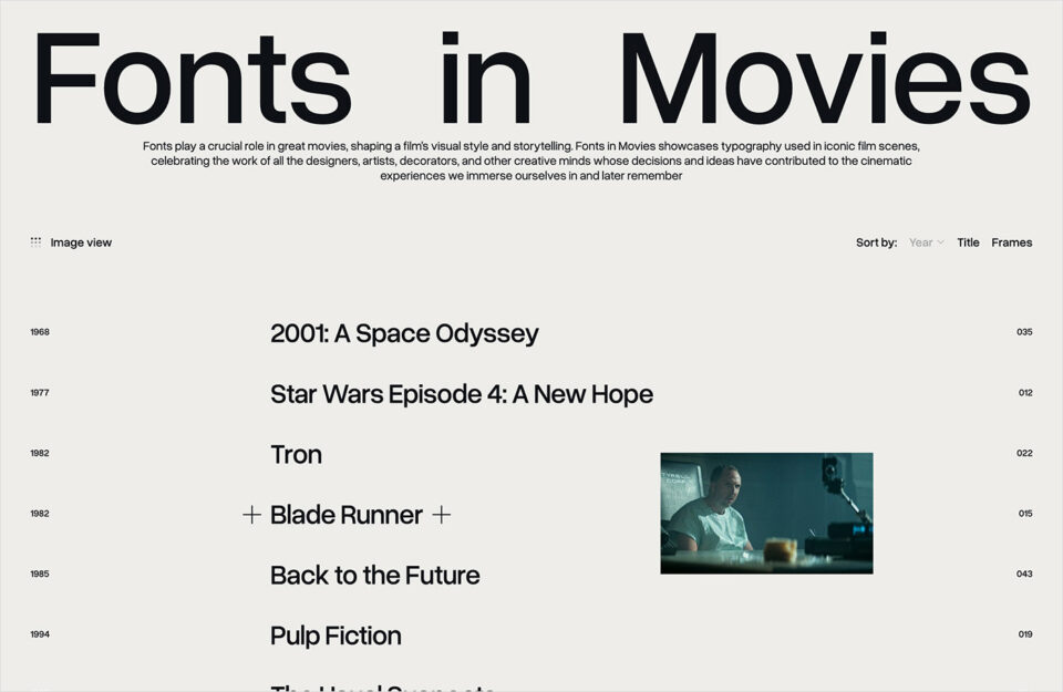 Fonts in Movies: Discover Iconic Typography in Cinema Classicsウェブサイトの画面キャプチャ画像