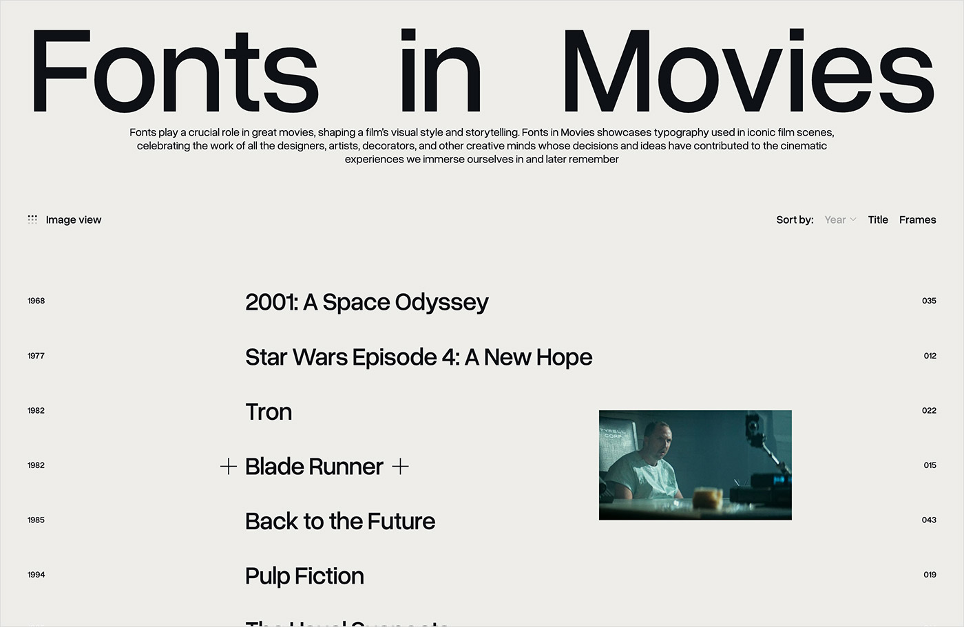 Fonts in Movies: Discover Iconic Typography in Cinema Classicsウェブサイトの画面キャプチャ画像