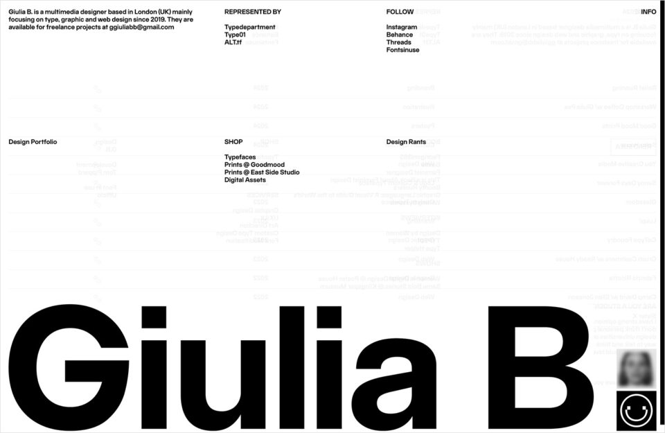 Giulia B – Multimedia Designerウェブサイトの画面キャプチャ画像