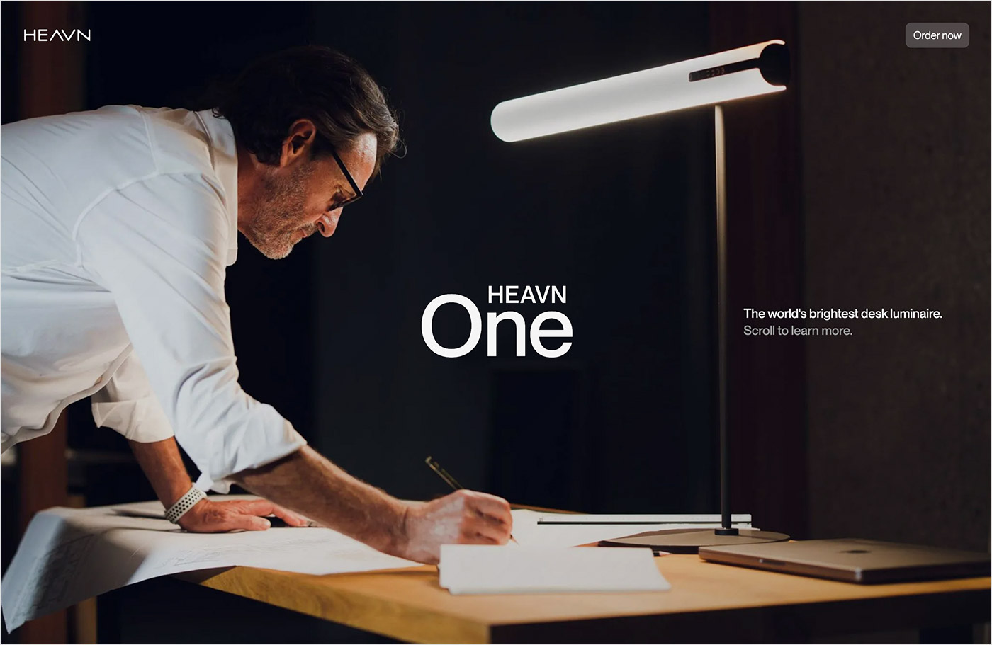 HEAVN One – The world’s brightest desk luminaireウェブサイトの画面キャプチャ画像