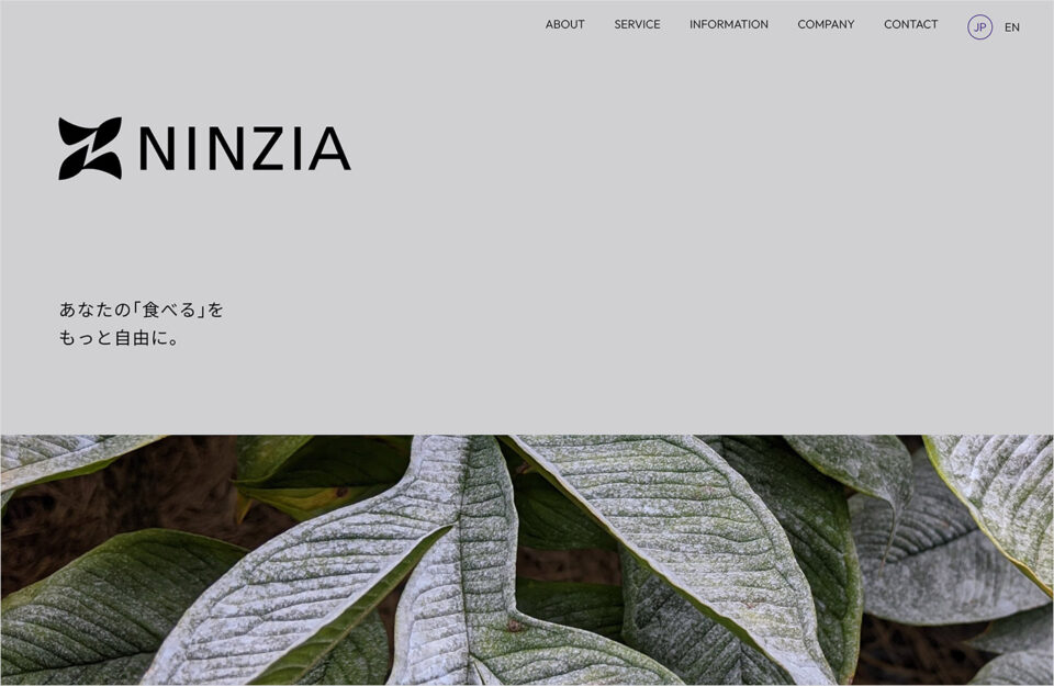株式会社NINZIAウェブサイトの画面キャプチャ画像