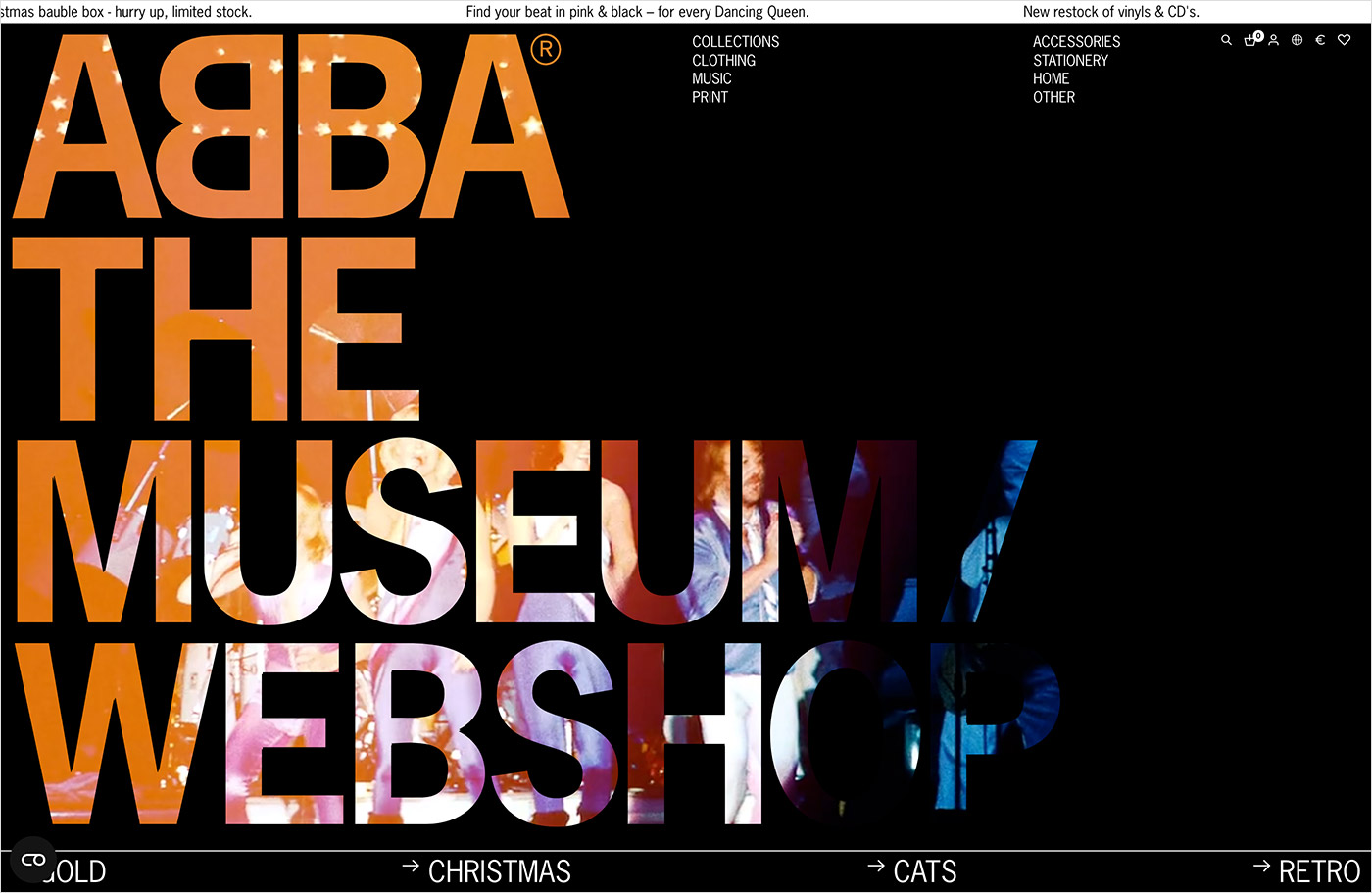 Shop ABBA The Museumウェブサイトの画面キャプチャ画像