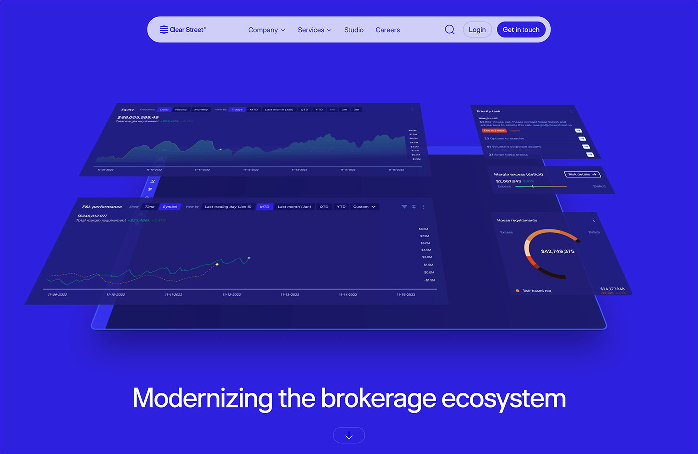 Clear Street — Modernizing the brokerage ecosystemウェブサイトの画面キャプチャ画像