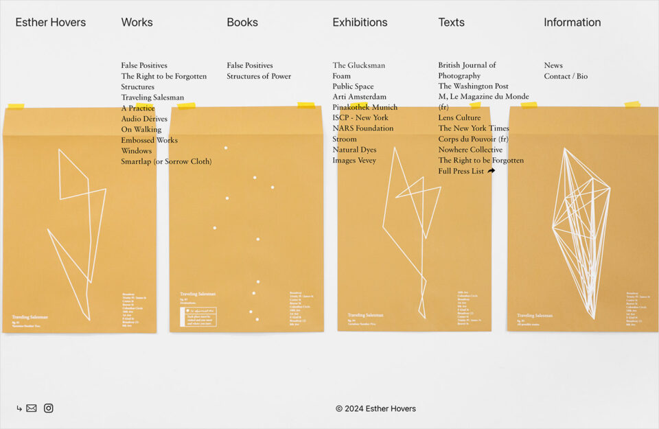 Esther Hoversウェブサイトの画面キャプチャ画像