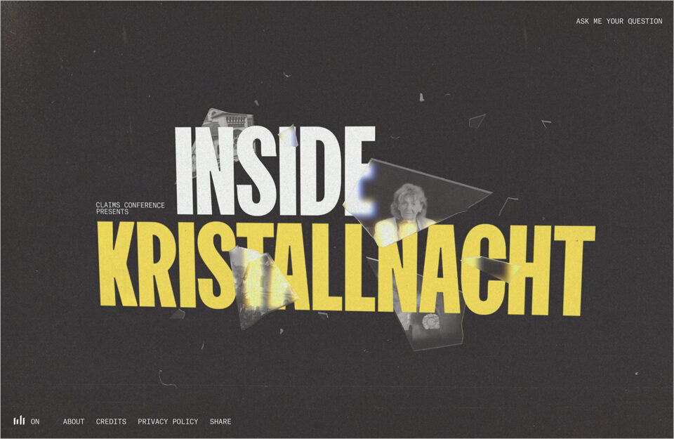 Claims Conference presents "Inside Kritsallnacht"ウェブサイトの画面キャプチャ画像