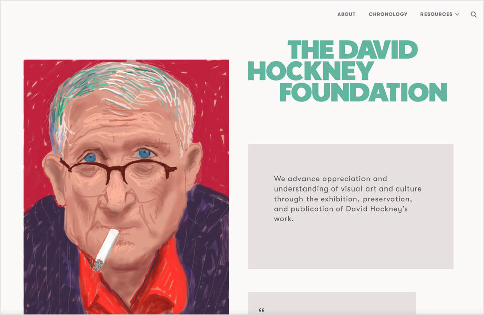 The David Hockney Foundationウェブサイトの画面キャプチャ画像