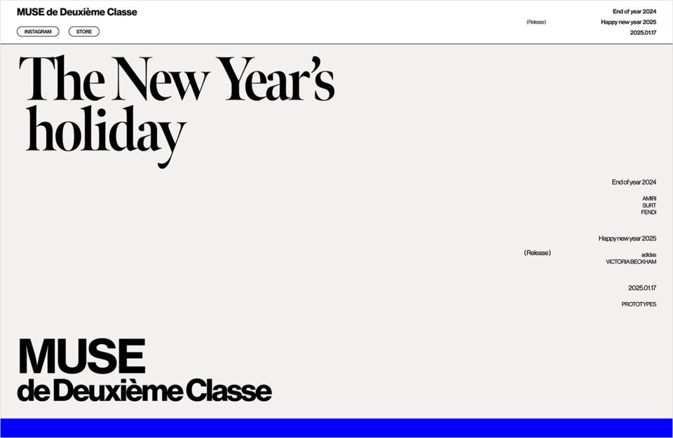 The New Year’s holiday｜MUSE de Deuxieme Classeウェブサイトの画面キャプチャ画像