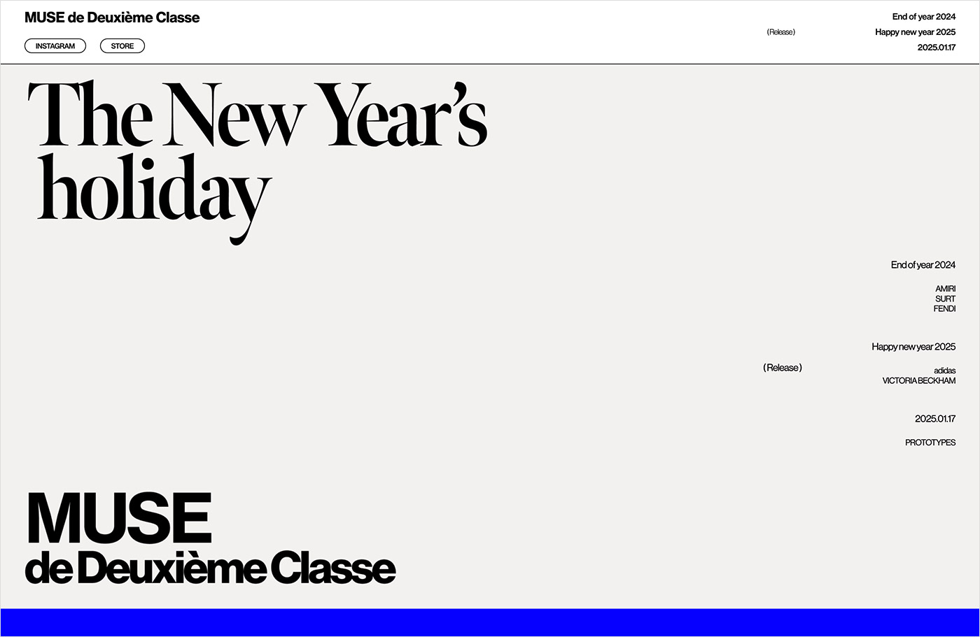 The New Year’s holiday｜MUSE de Deuxieme Classeウェブサイトの画面キャプチャ画像