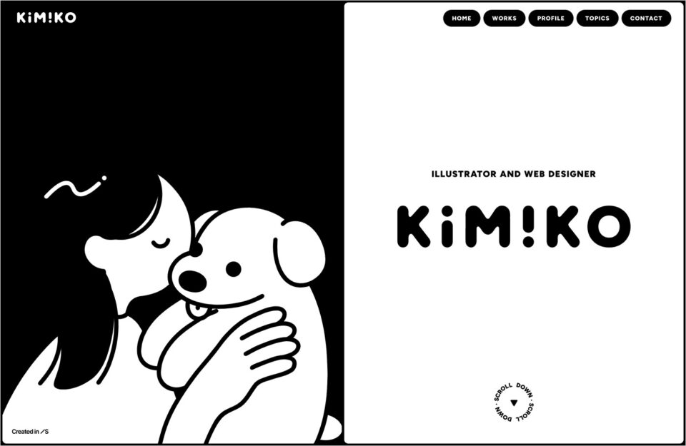 Kimiko Portfolioウェブサイトの画面キャプチャ画像