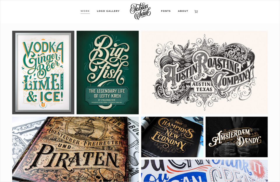 Tobias Saul – Lettering & Graphic Designウェブサイトの画面キャプチャ画像