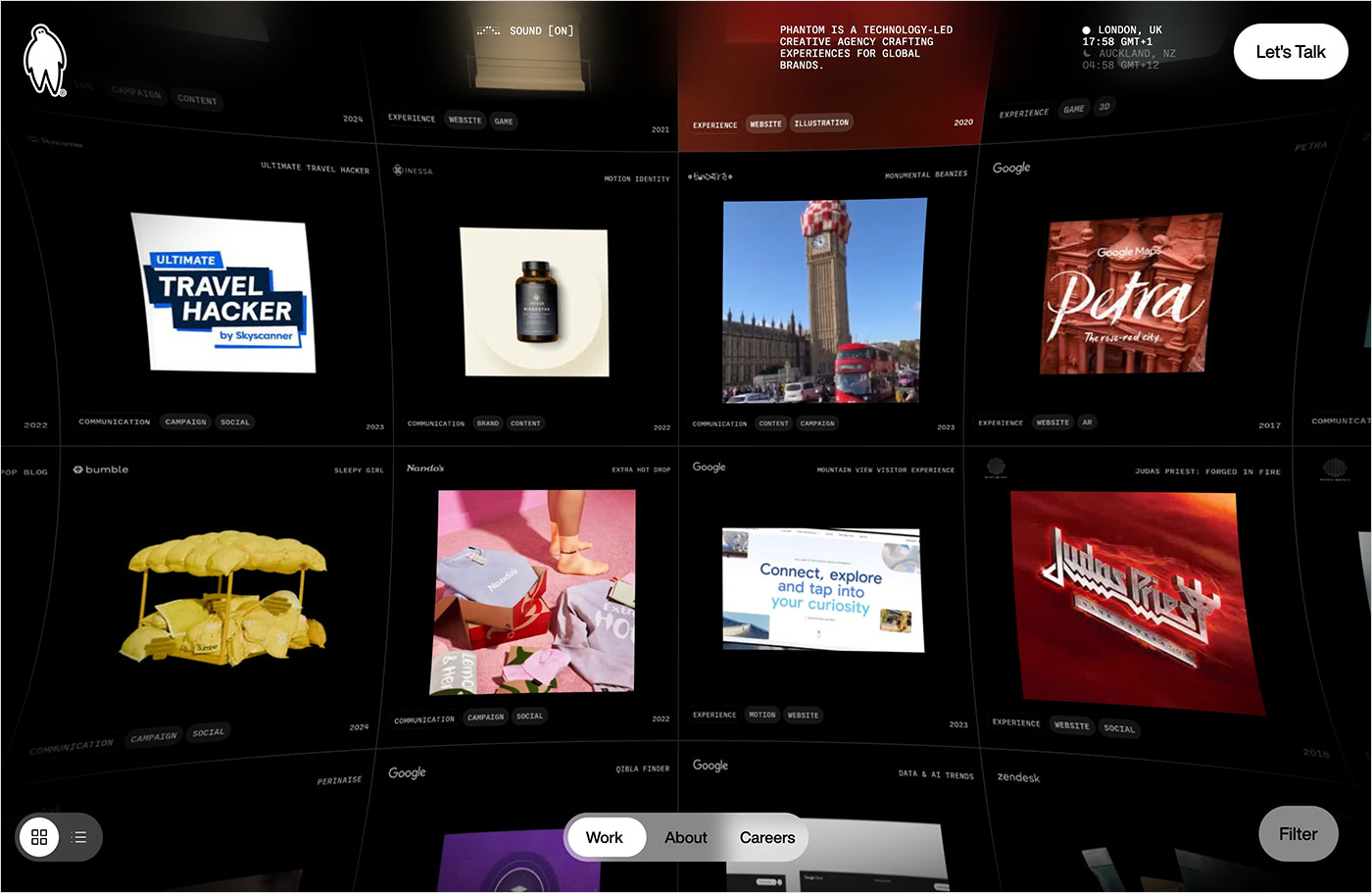 Phantom Studios— Technology Creative Agencyウェブサイトの画面キャプチャ画像