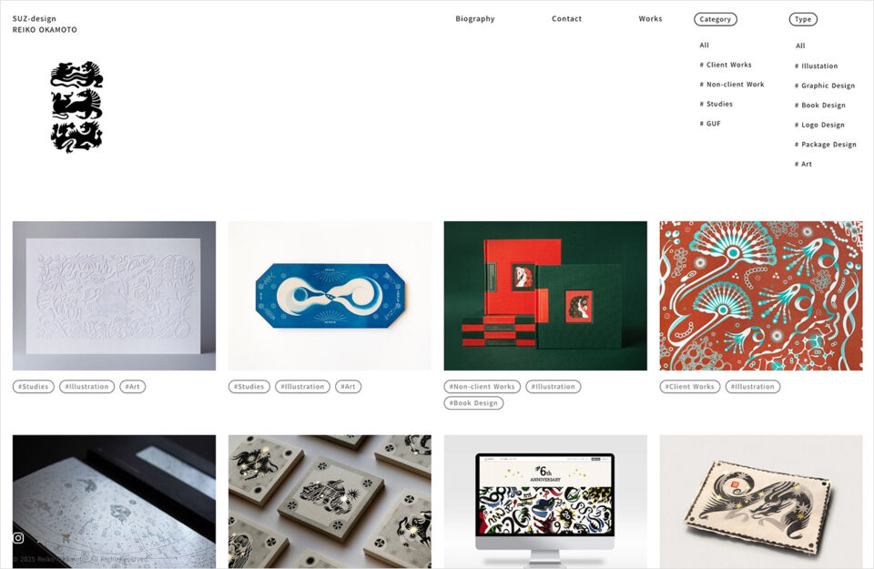 Reiko Okamoto’s Web Portfolioウェブサイトの画面キャプチャ画像